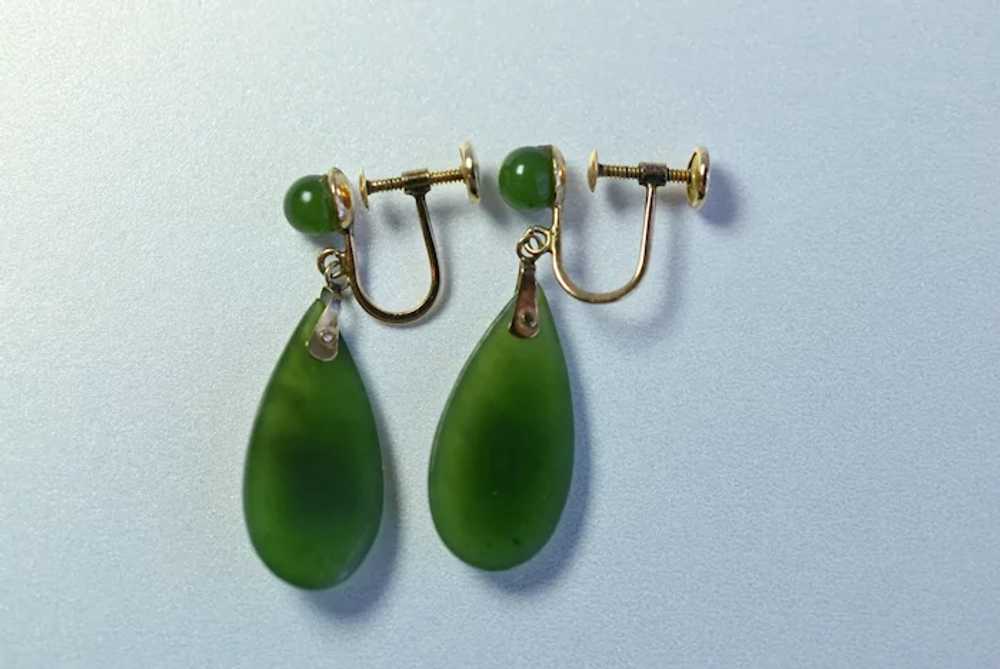 Vintage Chinese Jade, Character Symbol, Earrings,… - image 3