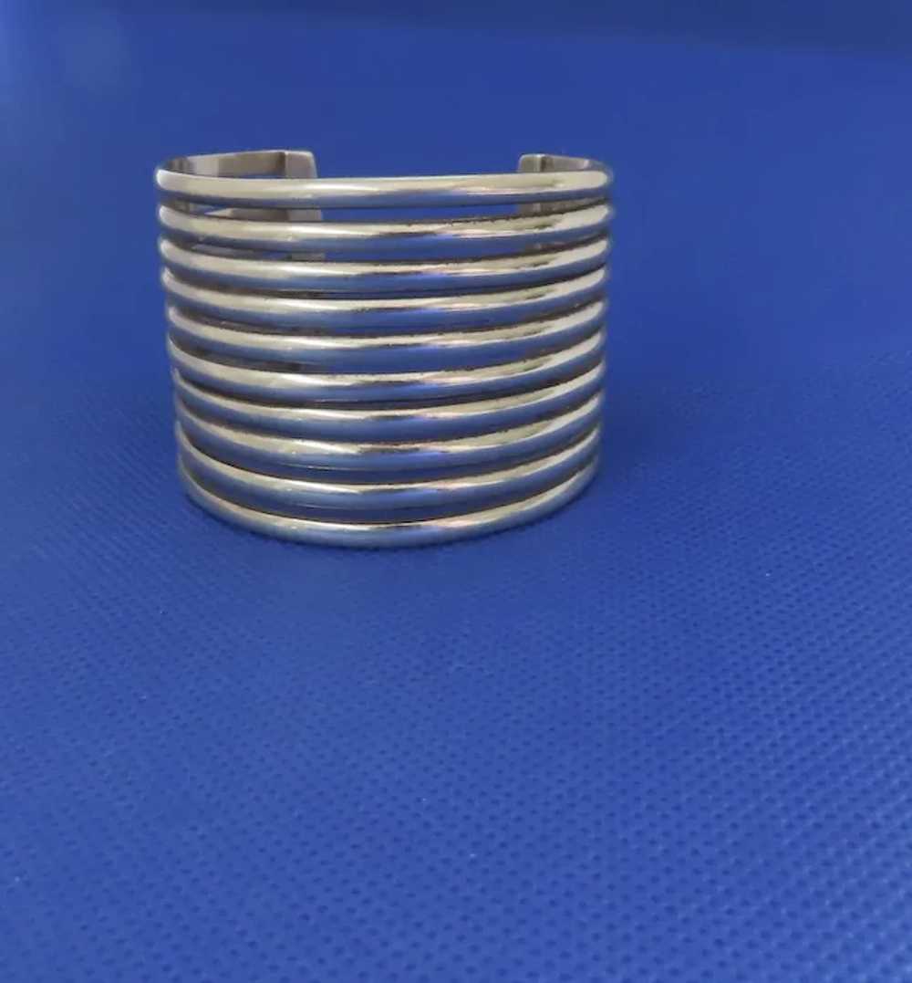 Wide Multi Band Sterling Cuff Bracelet 925 - image 2