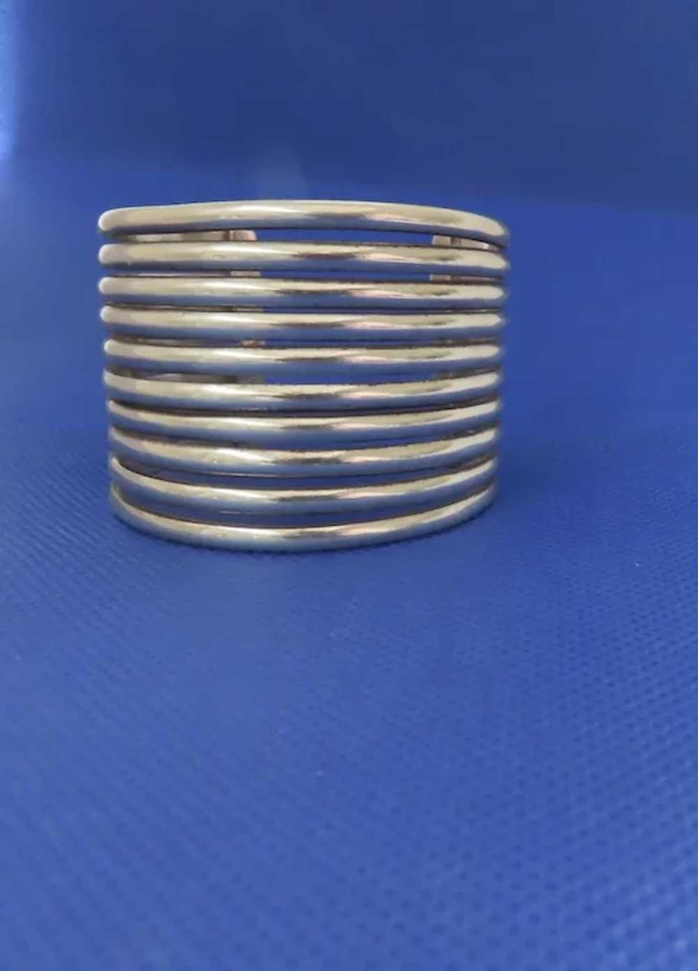 Wide Multi Band Sterling Cuff Bracelet 925 - image 3