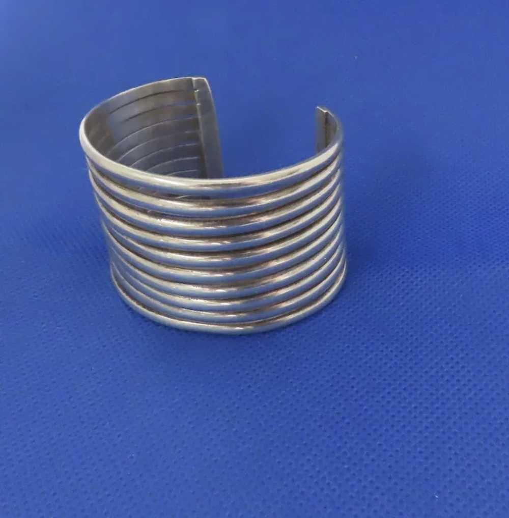 Wide Multi Band Sterling Cuff Bracelet 925 - image 4