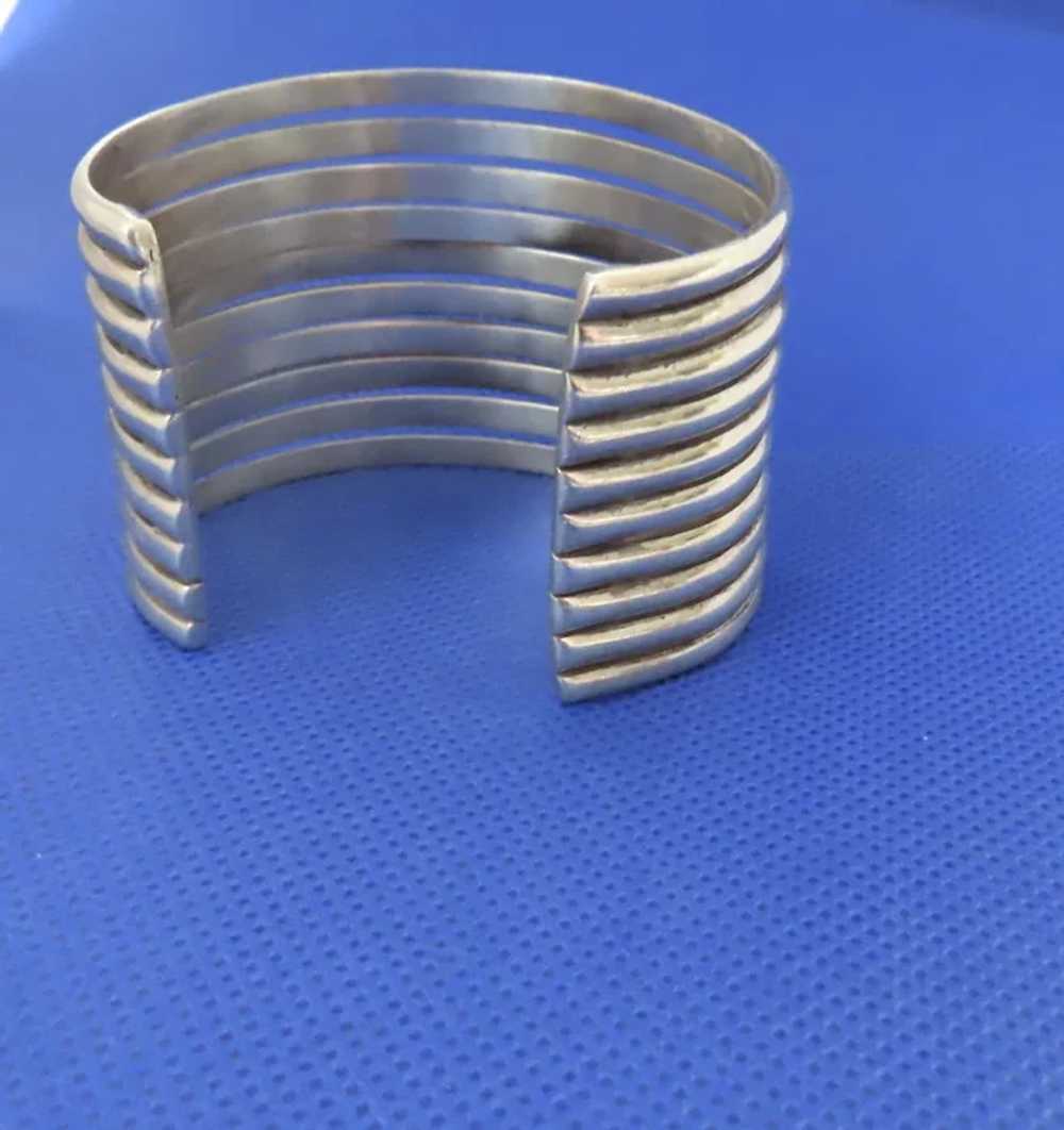 Wide Multi Band Sterling Cuff Bracelet 925 - image 6