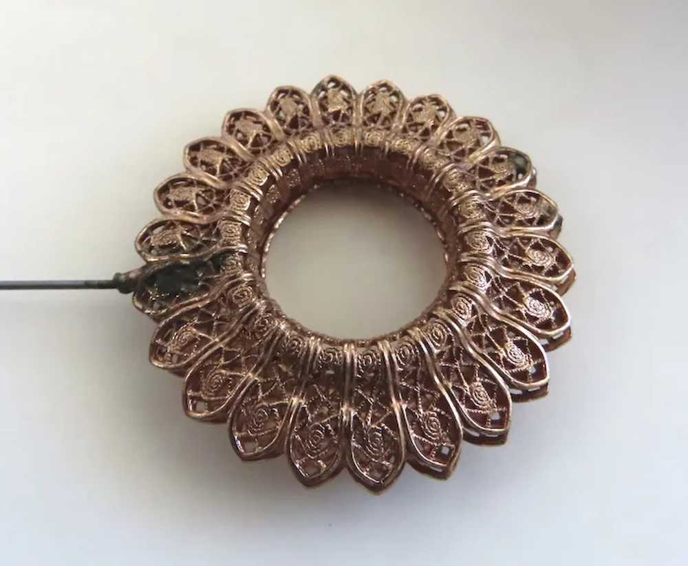 Pair of Filigree Round Hat Pins 19th Century - image 5