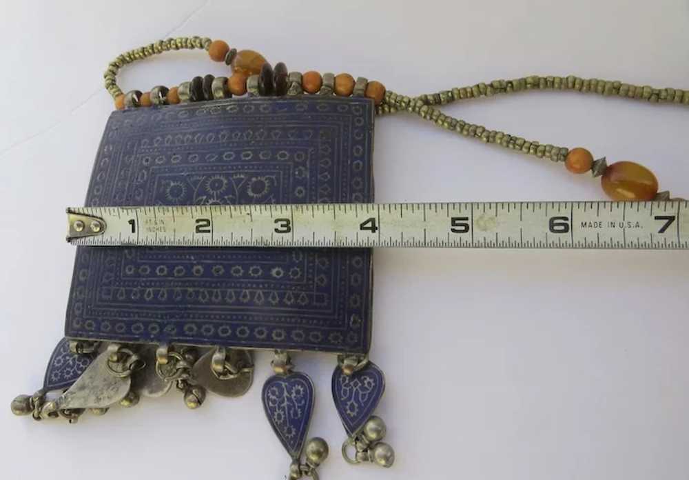 Vintage Afghanistan Enamel and Silver Necklace - image 4