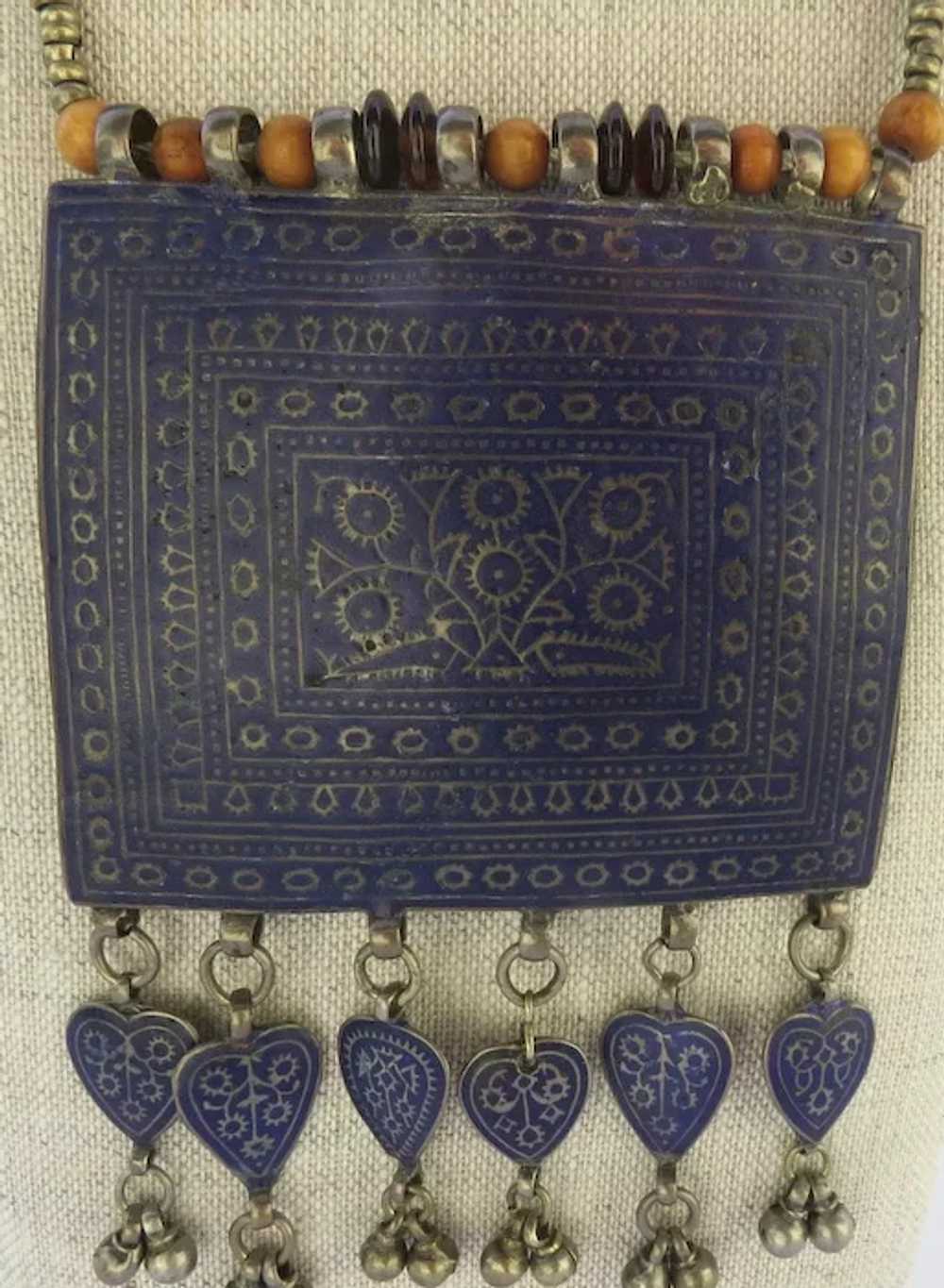 Vintage Afghanistan Enamel and Silver Necklace - image 5