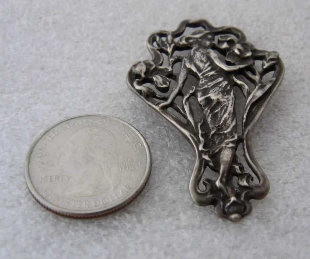 Art Nouveau Style Sterling Woman in Bower of Flow… - image 5