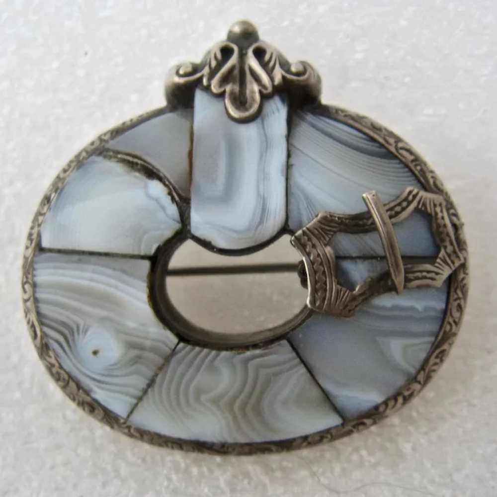Victorian Scottish Sterling Domed Garter Pin Mont… - image 2