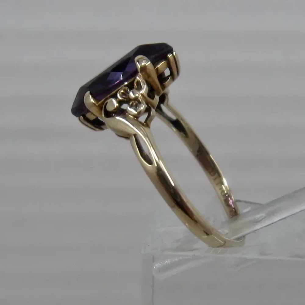 10K Synthetic Marquise Sapphire TRADITON Ring Sz … - image 4