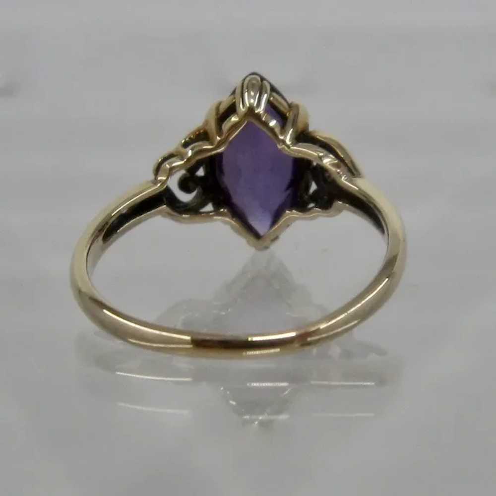 10K Synthetic Marquise Sapphire TRADITON Ring Sz … - image 6