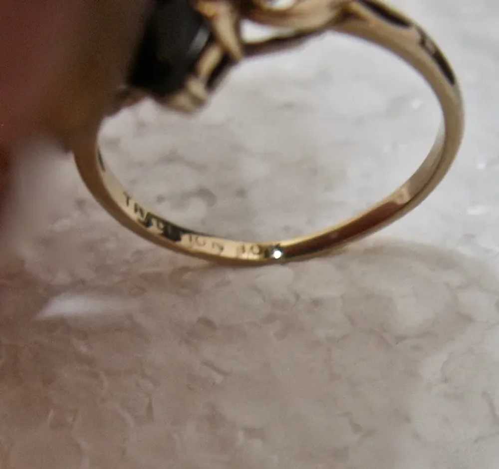 10K Synthetic Marquise Sapphire TRADITON Ring Sz … - image 7