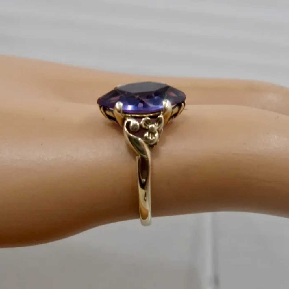 10K Synthetic Marquise Sapphire TRADITON Ring Sz … - image 9