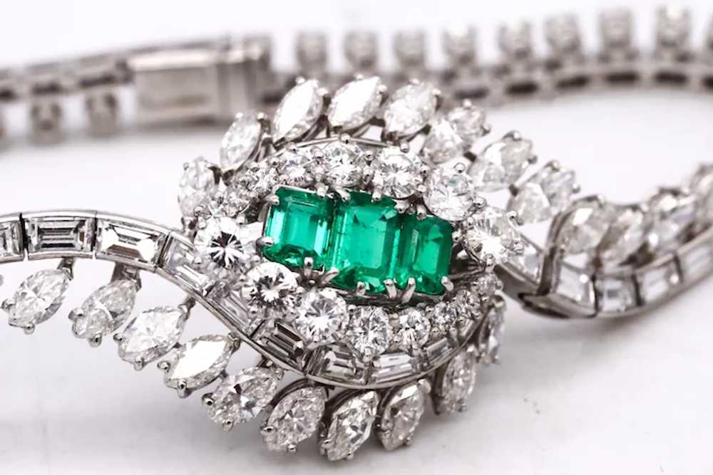 Art -Deco 1940 Gia Certified platinum bracelet wi… - image 10