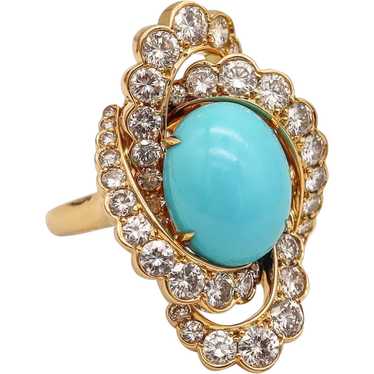 Fred of Paris 1970 Gem Set Cocktail Ring In 18Kt … - image 1