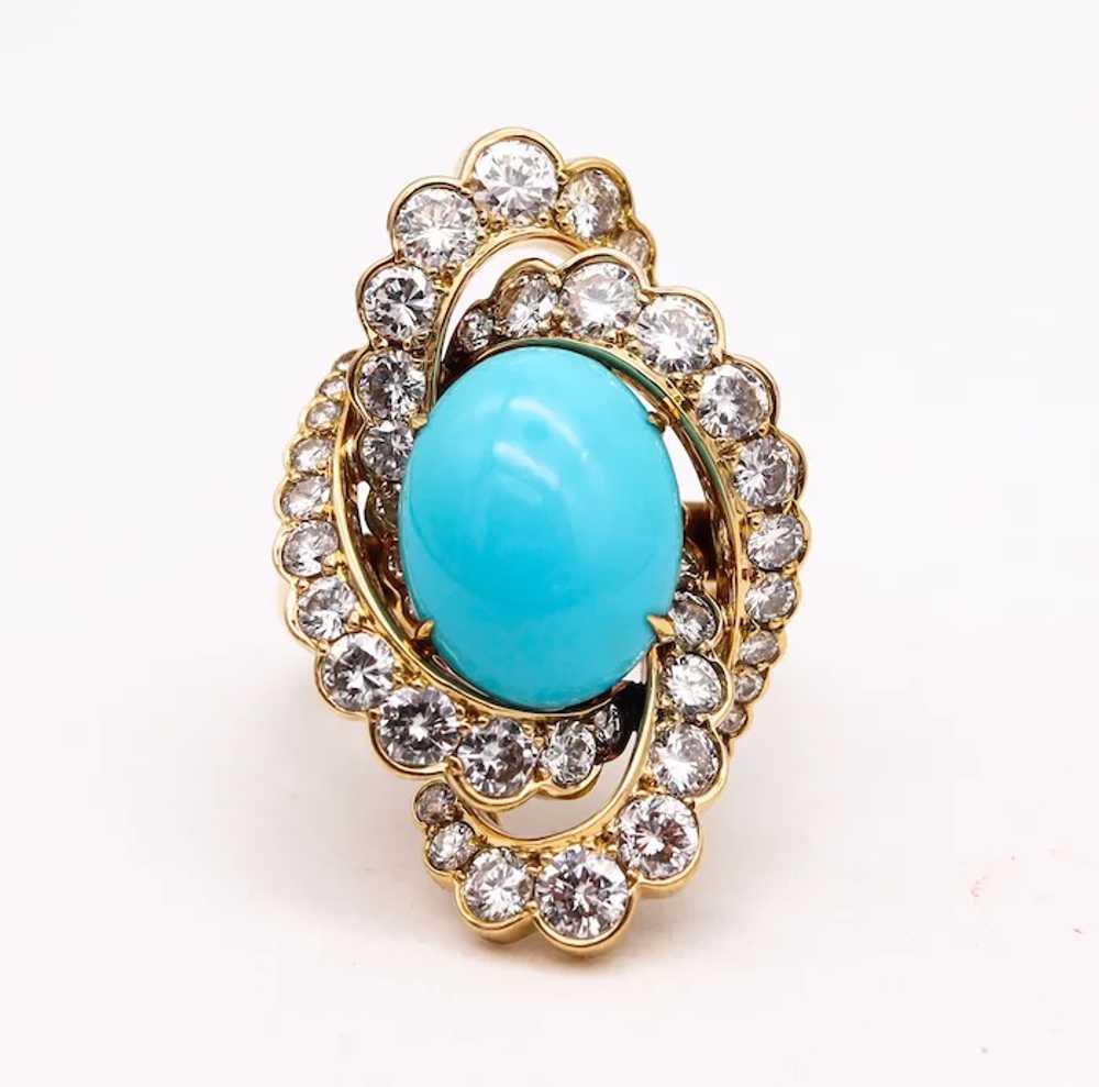 Fred of Paris 1970 Gem Set Cocktail Ring In 18Kt … - image 2