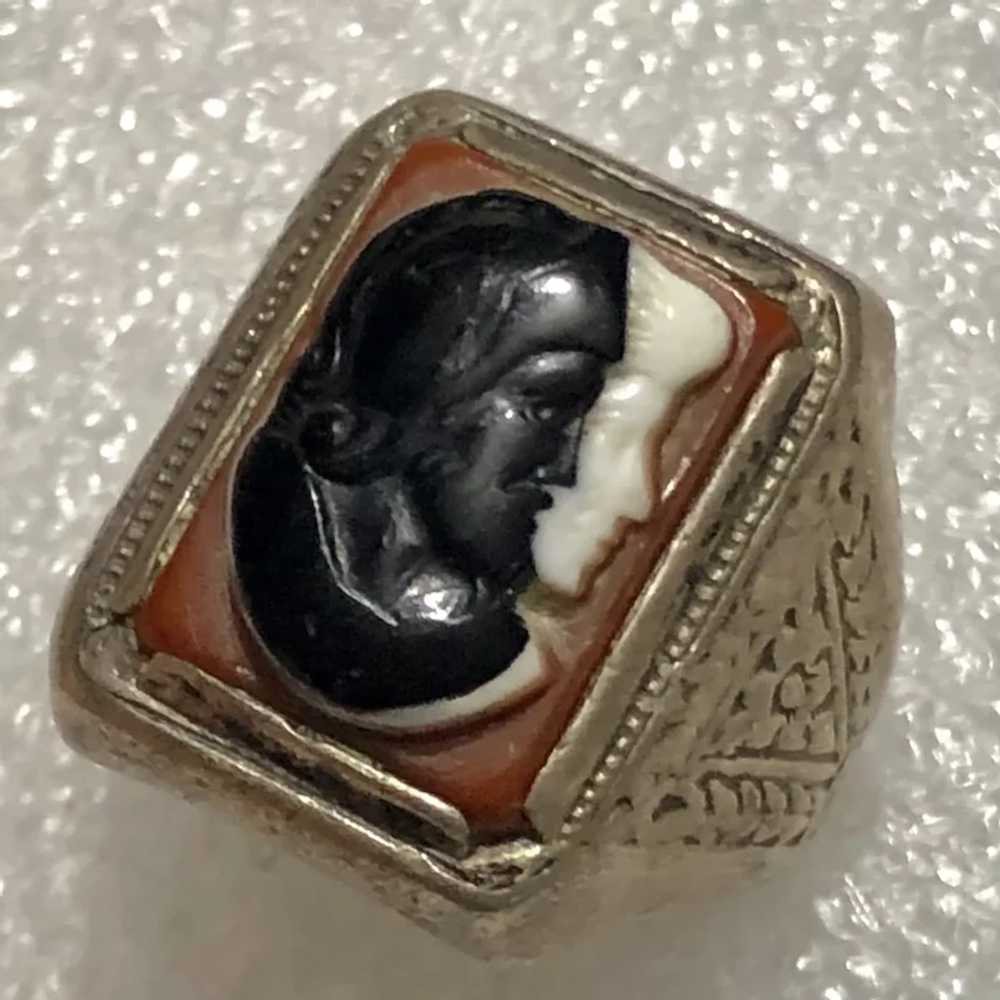 Exquisite Antique Sterling Silver Tricolour Cameo… - image 2