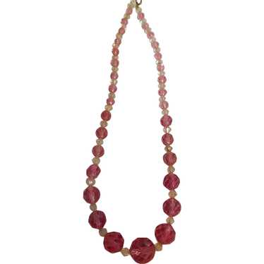 Gorgeous Raspberry- Pink Vintage Crystals Necklac… - image 1