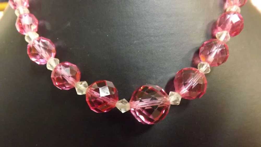 Gorgeous Raspberry- Pink Vintage Crystals Necklac… - image 2