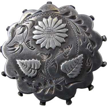 1891 Aesthetic Period Sterling Pin Sunflower Leave