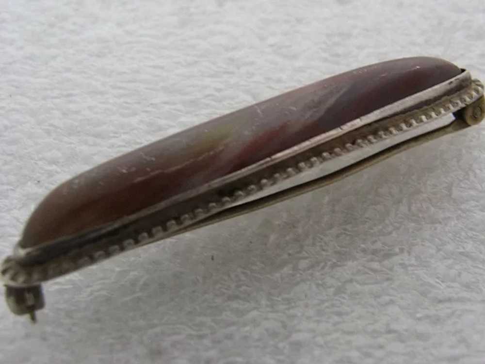 Ca 1920s Sterling Agate Bar Pin - image 2