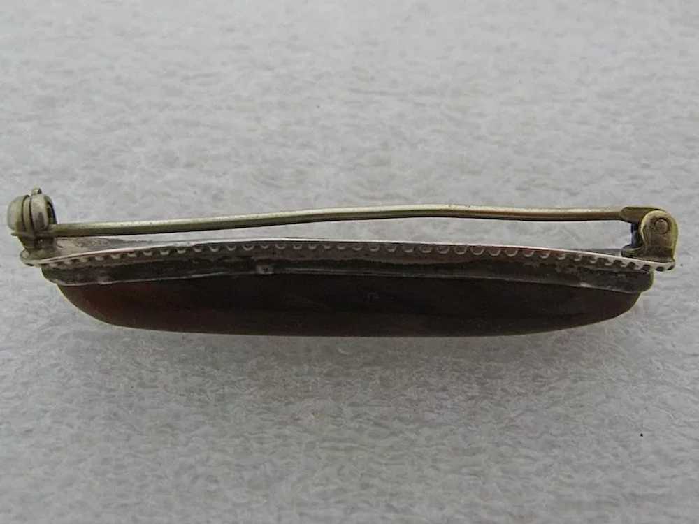 Ca 1920s Sterling Agate Bar Pin - image 3