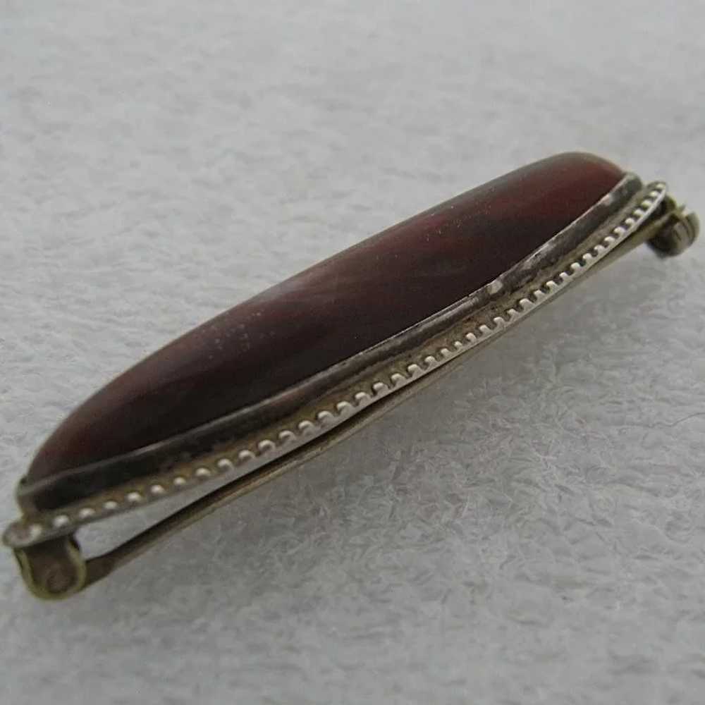 Ca 1920s Sterling Agate Bar Pin - image 4
