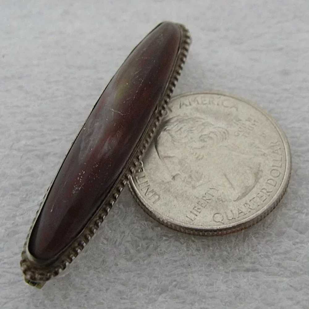 Ca 1920s Sterling Agate Bar Pin - image 5