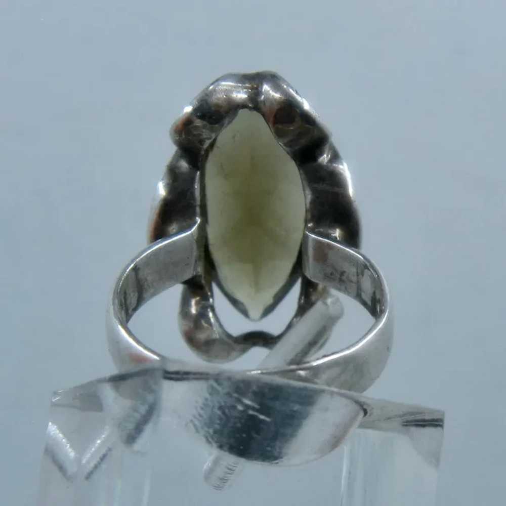 Modernist Mexican Sterling Ring Marquise Smoky Qu… - image 8