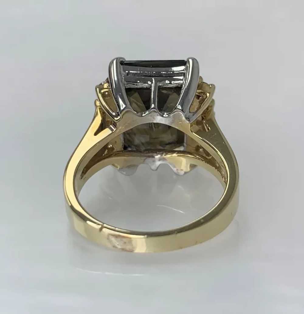 14K Yellow Gold Emerald Cut Brown Sapphire Diamon… - image 4