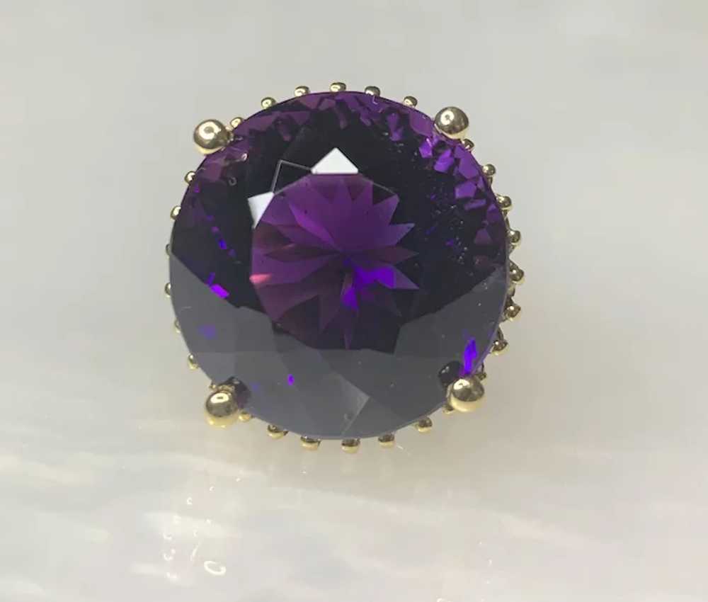 14K Yellow Gold Round Shaped Amethyst Cocktail Di… - image 3
