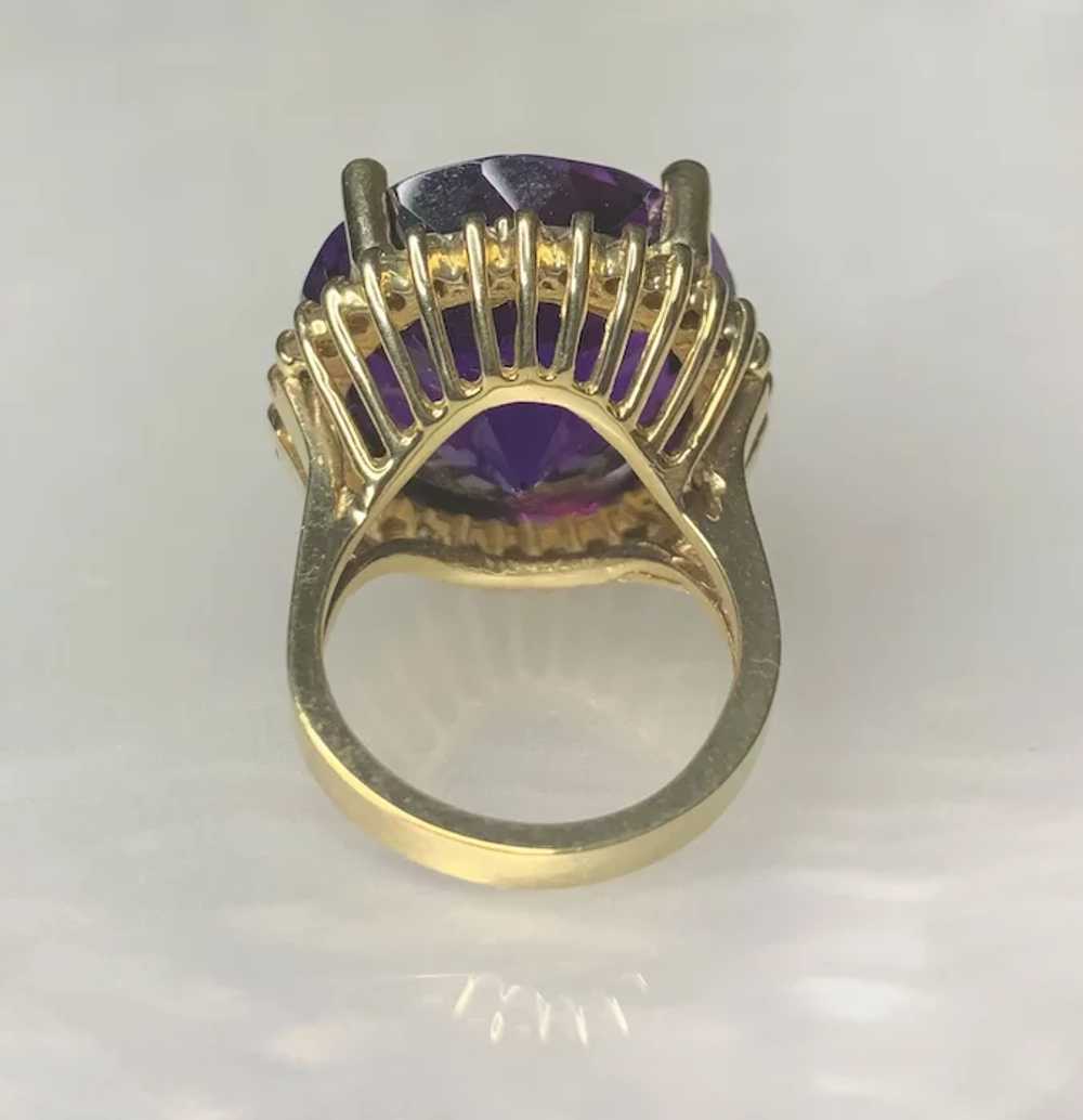 14K Yellow Gold Round Shaped Amethyst Cocktail Di… - image 4