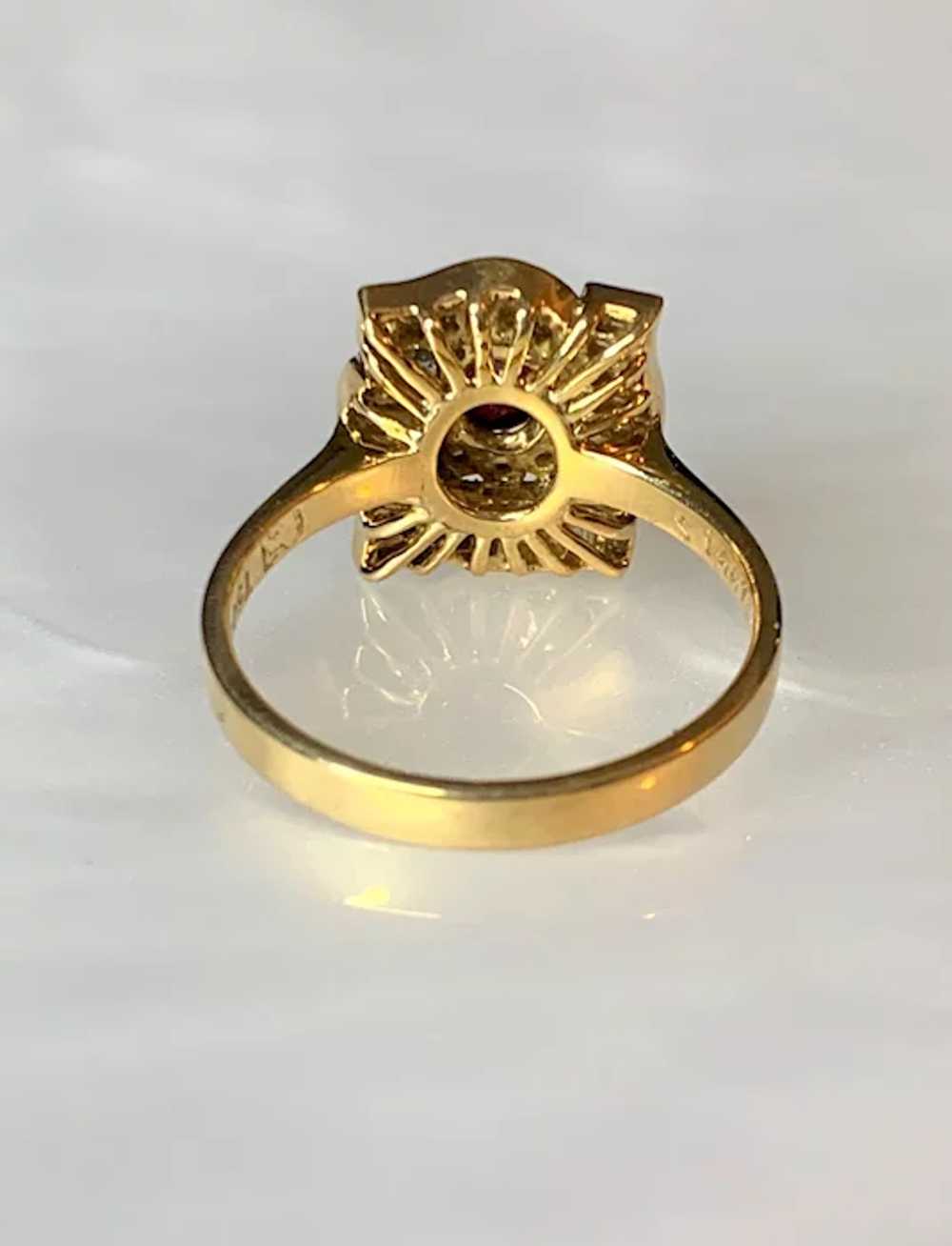 18K Yellow Gold Oval Ruby Diamond Ring - image 4
