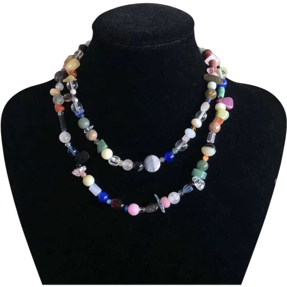 Gorgeous Sterling Silver Multicolor Semi Precious… - image 1