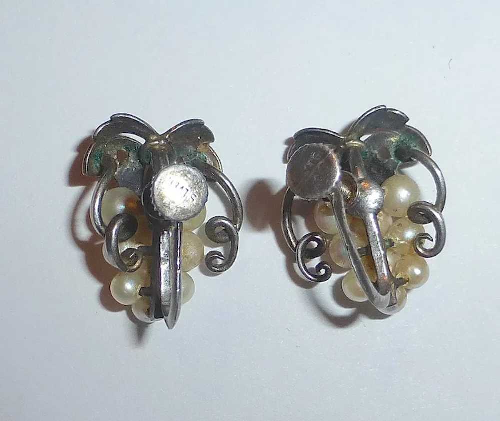 Sterling & Cultured Pearl Grapes Motif Earrings - image 6