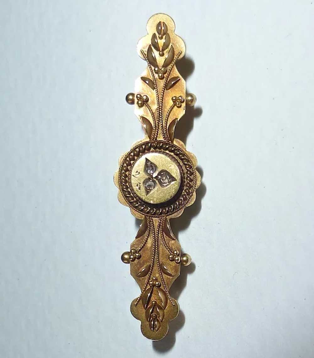 Antique Victorian 15k Etruscan Revival Pin Rose C… - image 3
