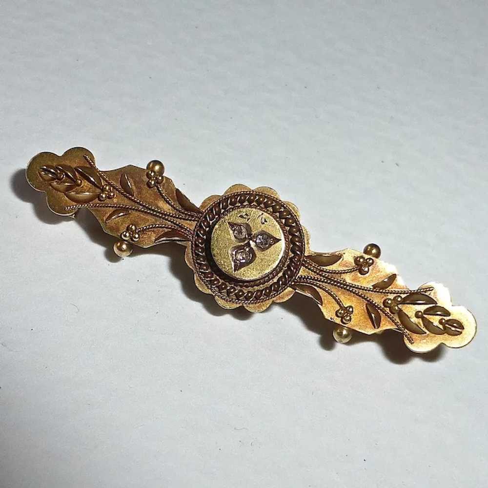 Antique Victorian 15k Etruscan Revival Pin Rose C… - image 4