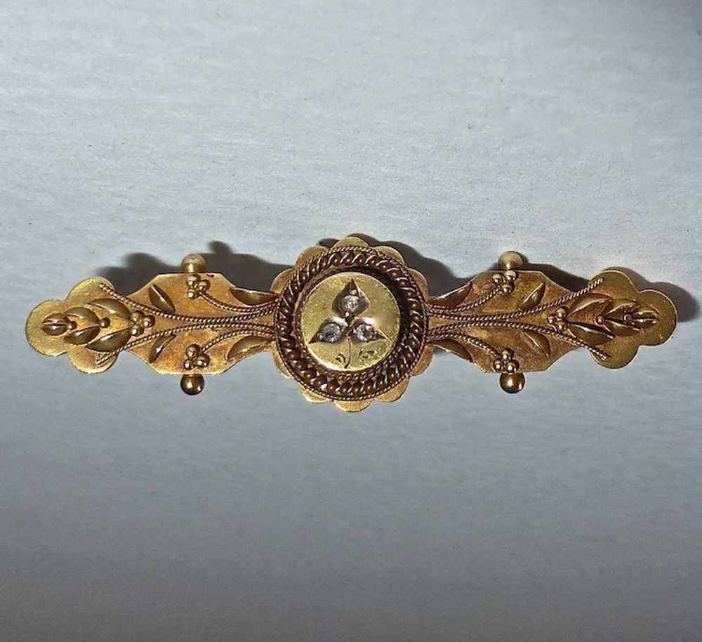 Antique Victorian 15k Etruscan Revival Pin Rose C… - image 8