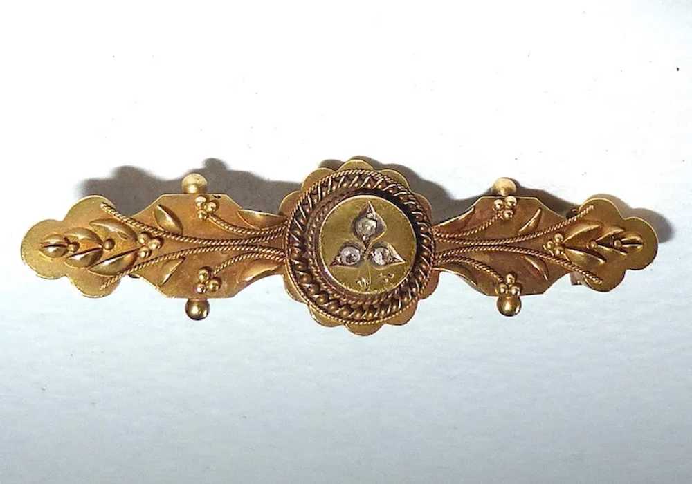 Antique Victorian 15k Etruscan Revival Pin Rose C… - image 9