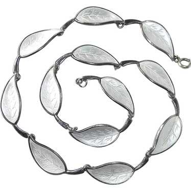 Denmark Sterling Enamel Leaf Necklace Meka