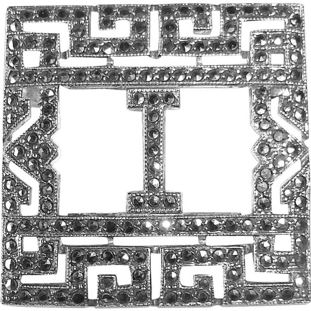Art Deco Sterling Marcasite Sparkling Initial I P… - image 1