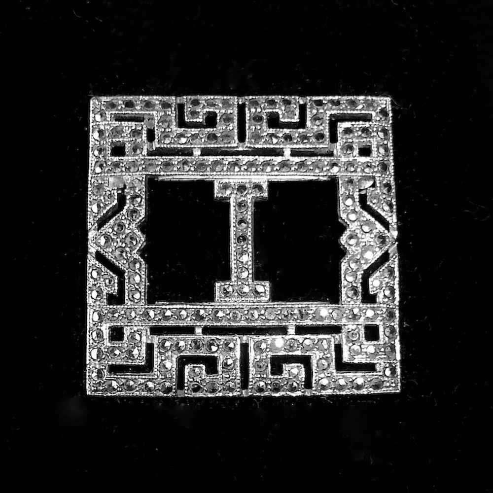 Art Deco Sterling Marcasite Sparkling Initial I P… - image 3