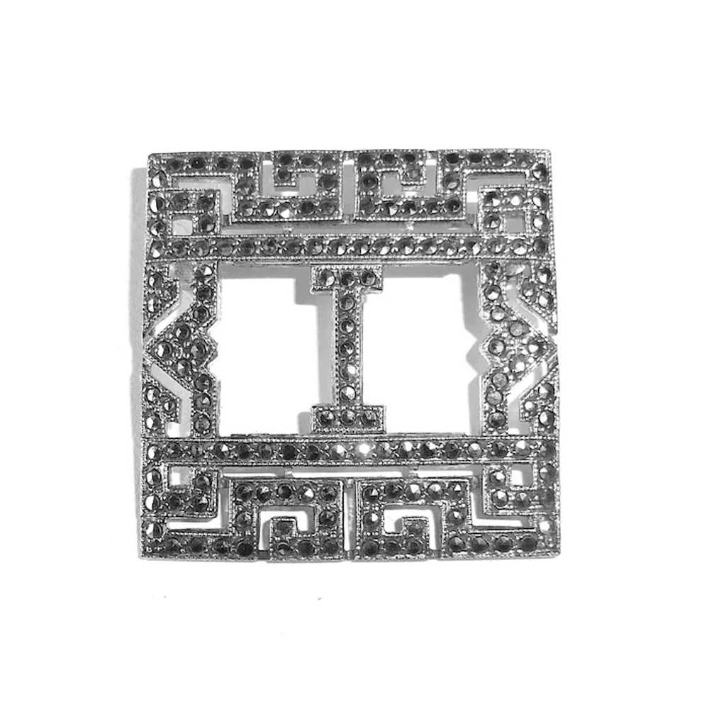 Art Deco Sterling Marcasite Sparkling Initial I P… - image 4