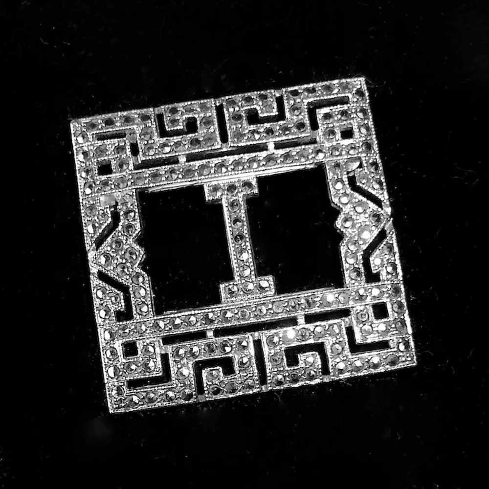 Art Deco Sterling Marcasite Sparkling Initial I P… - image 5