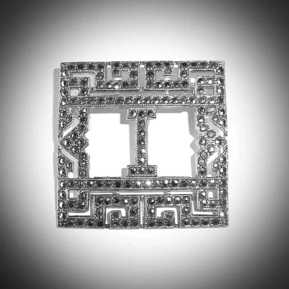 Art Deco Sterling Marcasite Sparkling Initial I P… - image 8