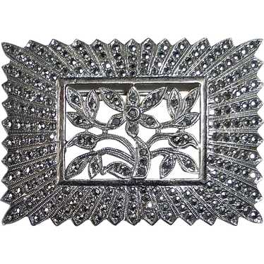 Sparkling Art Deco Sterling Marcasite Pin