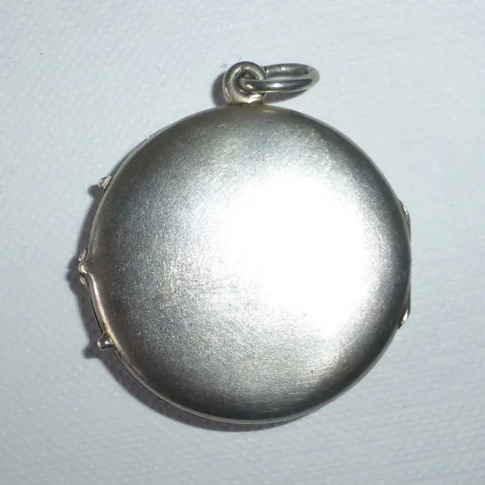 Antique 800 Silver Edwardian Locket Guilloche Flo… - image 6