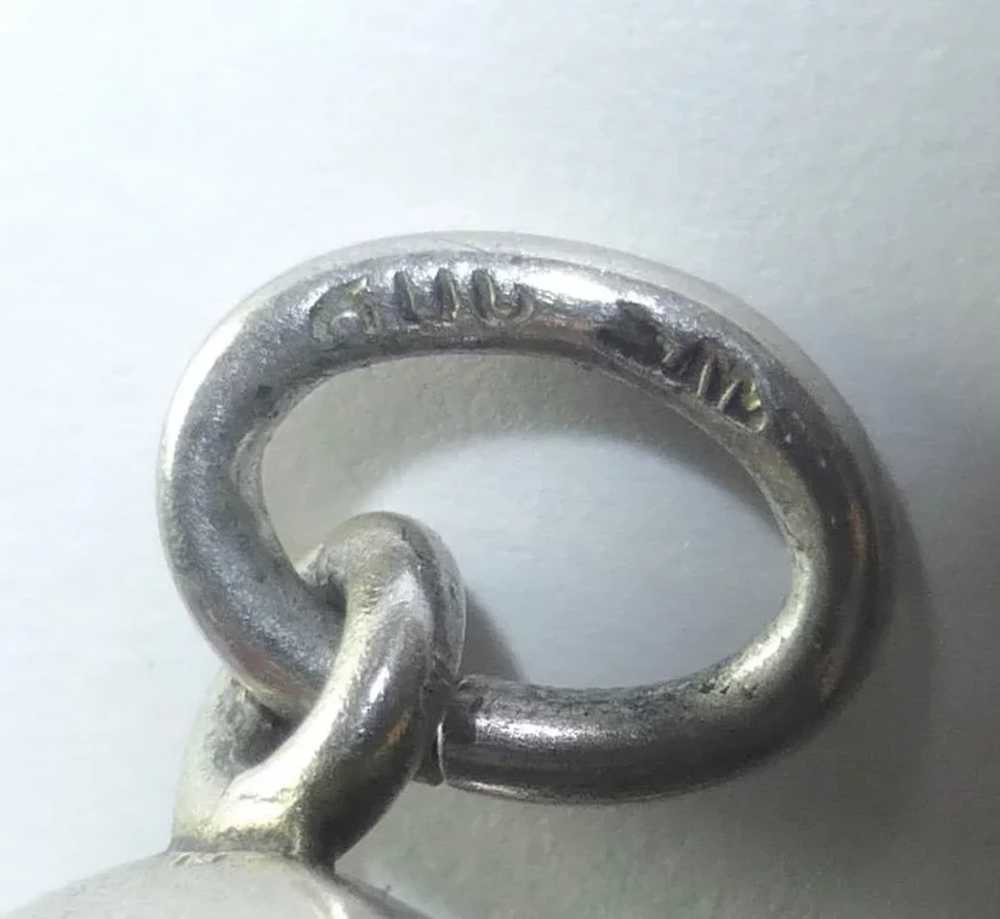 Antique 800 Silver Edwardian Locket Guilloche Flo… - image 7