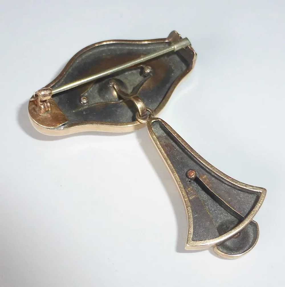 Early Victorian 14k Night & Day Brooch Mine Cut D… - image 7