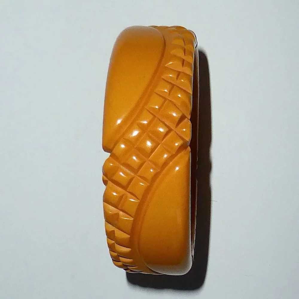 Heavily Carved Pineapple Texture Bakelite Bangle … - image 2