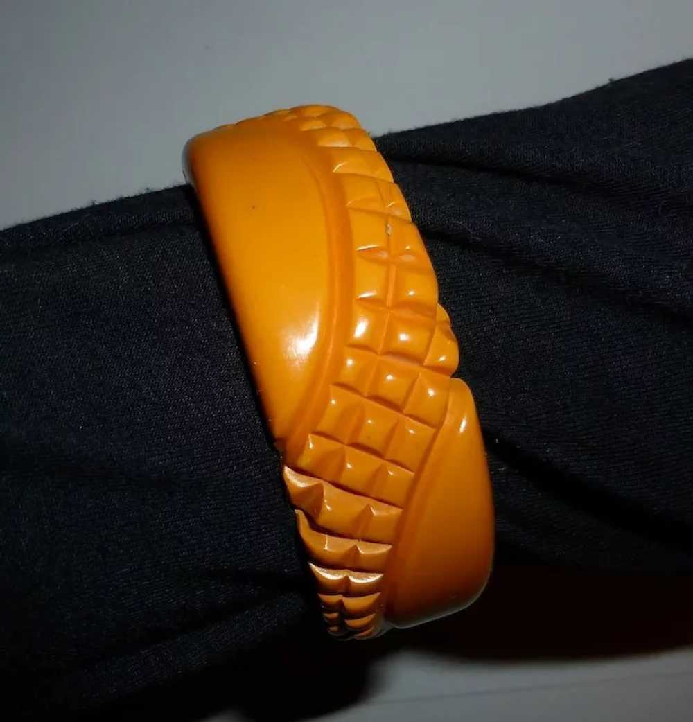 Heavily Carved Pineapple Texture Bakelite Bangle … - image 3