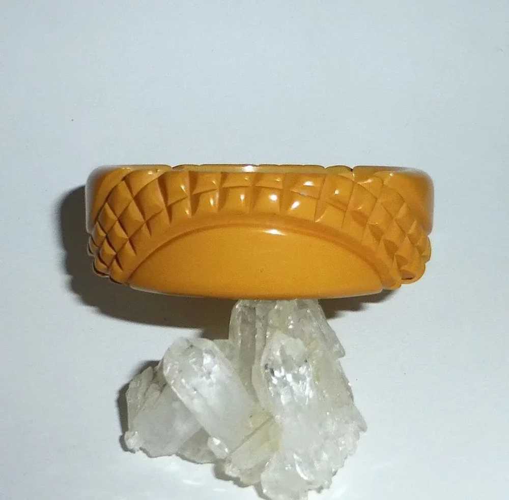 Heavily Carved Pineapple Texture Bakelite Bangle … - image 6