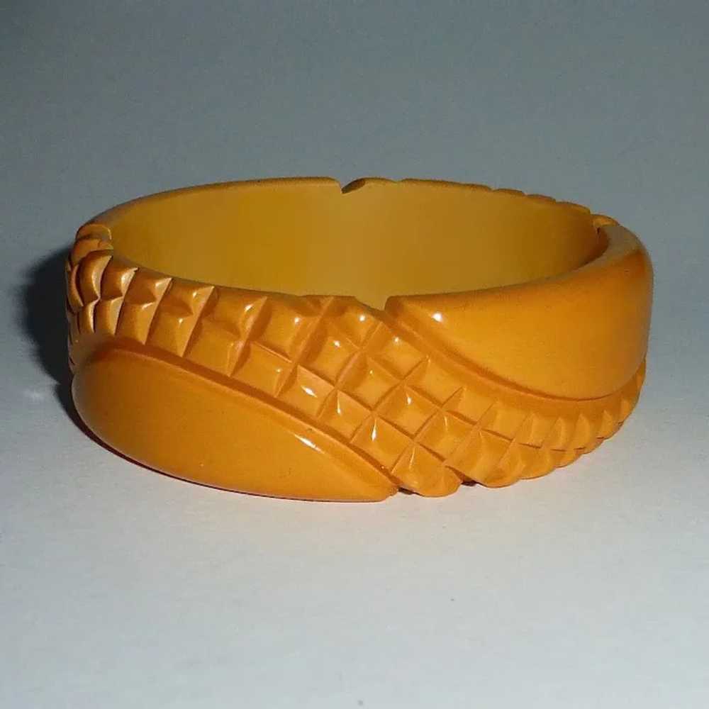 Heavily Carved Pineapple Texture Bakelite Bangle … - image 8